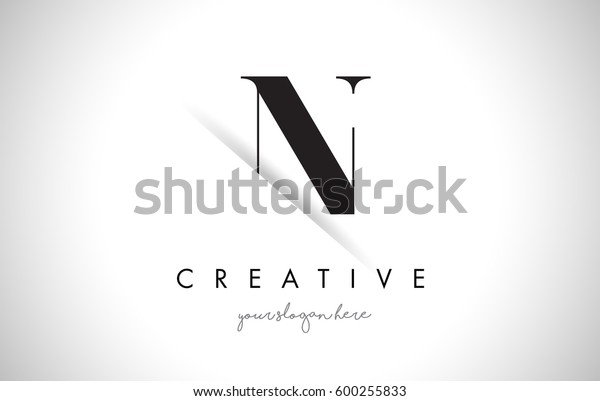 Nの文字のロゴデザイン クリエイティブな用紙カットとセリフフォント