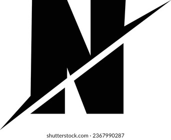 N letter logo design element in black colour