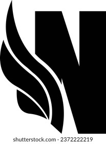 N letter logo design element in black colour