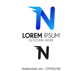 N letter logo design. Fast or speed icon concept. Modern vector logo for business identity. Creative symbol template or element