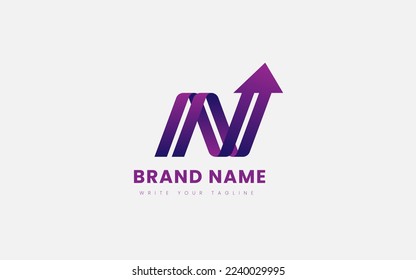 N Letter Logo Design With Growth Concept. Modern Business Logo With Gradient Color. Corporate Branding. 