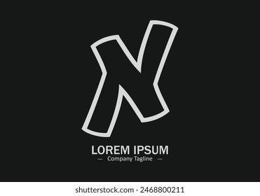 N Buchstabe Logo Design Symbol N N Vektorgrafik Silhouette isoliert auf schwarzem Hintergrund