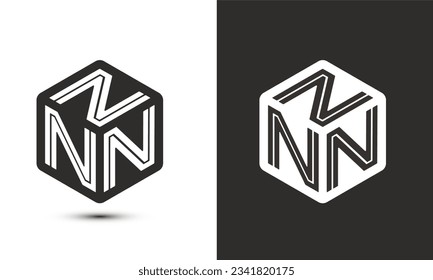 n letter logo design with illustrator cube logo, vector logo modern alphabet font overlap style. Premium Business logo icon. White color on black background