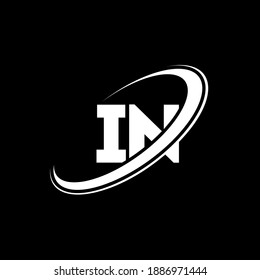 IN I N letter logo design. Initial letter IN linked circle uppercase monogram logo white color. IN logo, I N design. in, i n