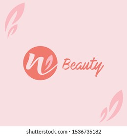 N letter logo design. Leaf and female modern concept.