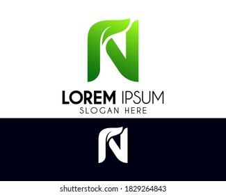 N letter logo design with leaf concept. Modern logo suitable for creative vector element, template, business, brand, company, or corporate