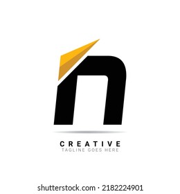 N Letter logo design with a paper airplane. Creative letter logo for company brand identity, travel, start-up, logistic, business logo template