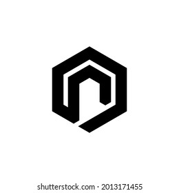 N letter logo design. N letter in polygon shape. N creative  letter logo.  N polygon logo.