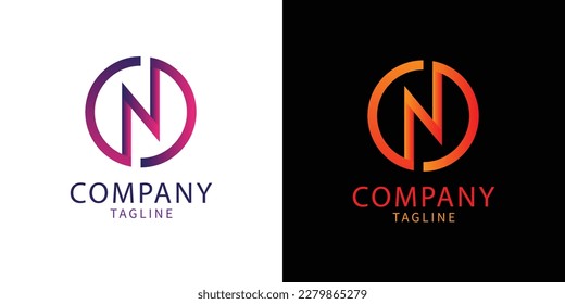 N letter logo design with rounded style and gradient color
