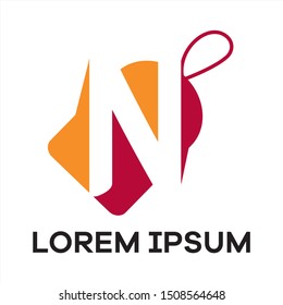 N letter logo design. Letter n in sale/discount tag vector illustration.