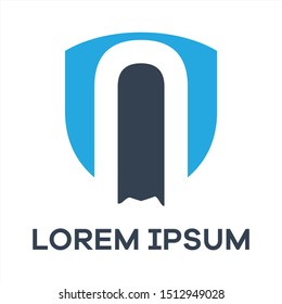 N letter logo design. Letter n in shield vector illustration. safety and security icon	
