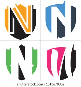 N letter logo design. Letter n in shield vector illustration. safety and security icon	