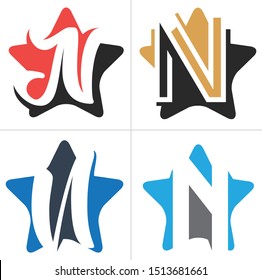 N letter logo design. Letter n in star shape vector illustration.
