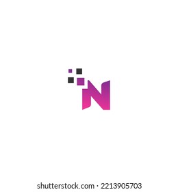 N elementos de plantilla de diseño de logotipo de letra. Logo de la letra digital abstracta moderna. Ilustración vectorial.