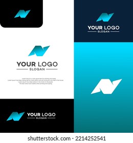 N elementos de plantilla de diseño de logotipo de letra. Logo de la letra digital abstracta moderna. Ilustración vectorial.