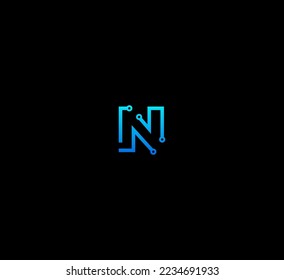 N letter logo design template elements. Modern abstract digital alphabet letter logo. Vector illustration. Technology N logo.