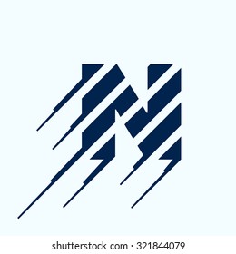 N letter logo design template. Fast speed vector unusual letter. Vector design template elements for your application or corporate identity.