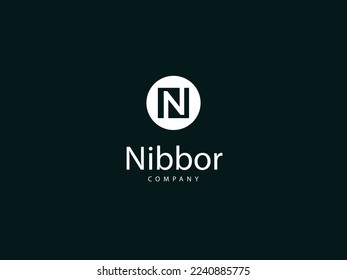 N letter logo design, N type logo with circle, unique letter N logo design template 
