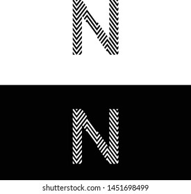 N Letter Logo Design Vector With Black and White