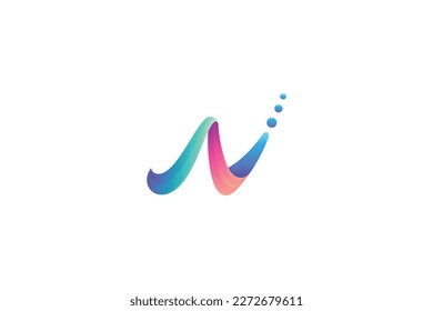 n letter logo design with water bubble effect