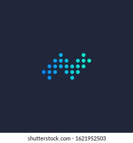 N letter logo in dots digital style