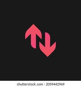 N letter logo with up down arrow 
