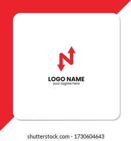 Logo de una carta. N logotipo con signo de arriba y abajo.