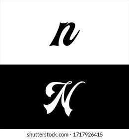 N letter logo emblem design with small and capital letter