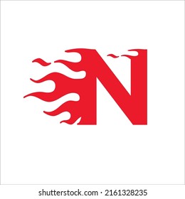 N letter logo, fire flames logo design.