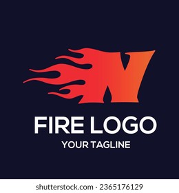 N letter logo, fire flames logo design.