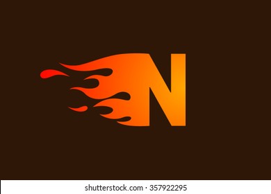 N letter logo, fire flames logo design.