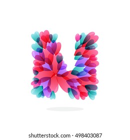 N letter logo formed by hearts. Happy Valentines Day design elements. 