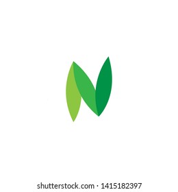 N Letter logo. Letter N Logo with green leaf. modern design 