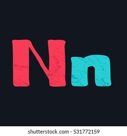 N letter logo hand drawn with bold brush. Manual tracing with clean lines and grunge texture. 