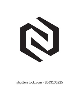 N letter logo hexagon design template. cube technology symbol