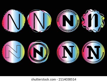 Logotipo de letra N y conjunto de diseño de iconos
