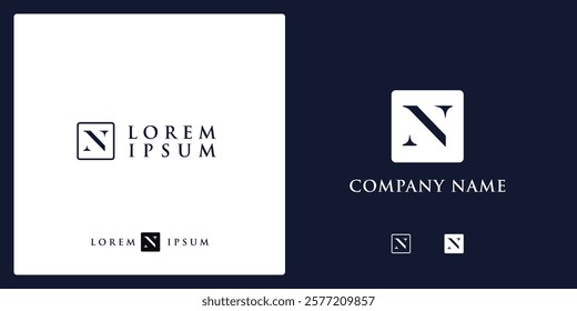 N Letter Logo and icon with frame, vector image editable