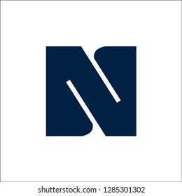 N letter logo icon vector blue