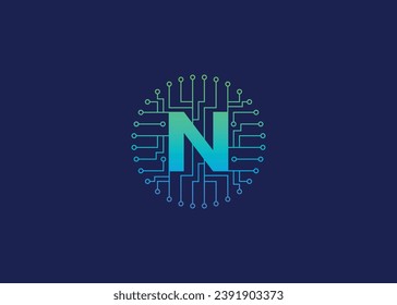 Idea del logotipo de una carta para empresas de tecnología