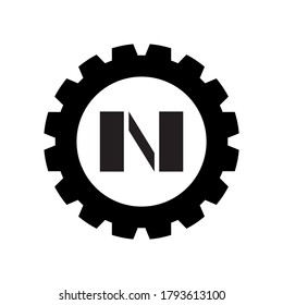 N letter logo at industrial style