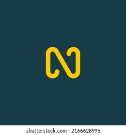 N letter logo initial with yellow color