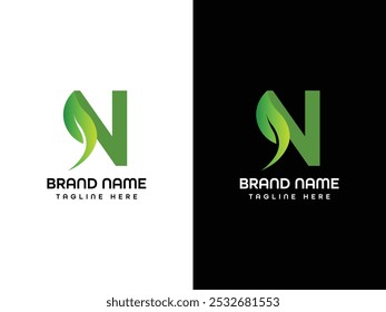 N Letter Logo Leaf Aroplane logo Design Template