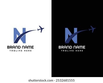 N Letter Logo Leaf Aroplane logo Design Template