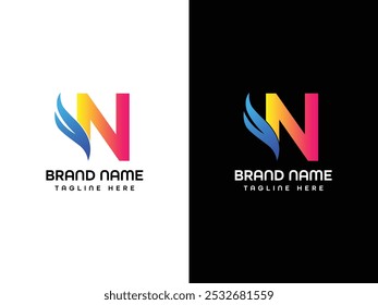 N Letter Logo Leaf Aroplane logo Design Template