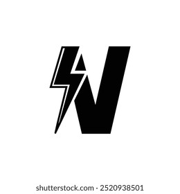 Logotipo de letra N com design de conceito de raio