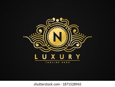 N letter logo luxury design. Badge template for brand. unique texture.