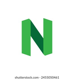 N letter logo made of overlapping lines. Vector paper multicolor origami style icon. Perfect for colorful applique art, children design, vibrant advertising, mosaic packaging, multimedia identity.