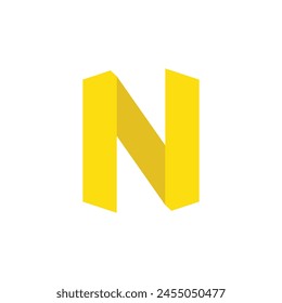 Logotipo de la letra N hecho de líneas superpuestas. Icono de estilo origami multicolor de papel de Vector. Perfecto para el arte colorido del aplique, diseño de los niños, publicidad vibrante, empaquetado del mosaico, identidad multimedia.