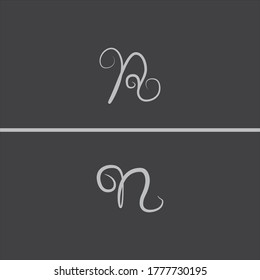 Diseño monograma con logotipo de letra N con letra pequeña y letra mayúscula