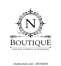 N Letter logo, Monogram design elements, line art logo design. Beautiful Boutique Logo Designs, Business sign, Restaurant, Royalty, Cafe, Hotel, Heraldic, Jewelry, Fashion, Wine. Vector illustration